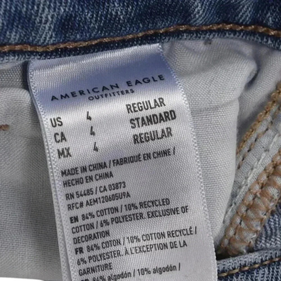American Eagle Mom Jeans Ripped Distressed Blue High  Waist Size 4 - Picture 10 of 14
